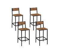 IDMARKET Lot de 4 tabourets de bar DAYTON avec dossier chaise de cuisine design industriel