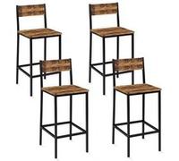 IDMARKET Lot de 4 tabourets de bar DAYTON avec dossier chaise de cuisine design industriel
