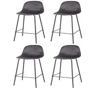 Lot de 4 Tabourets de bar design velours Ima - Gris