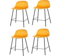 Lot de 4 Tabourets de bar design velours Ima - Jaune