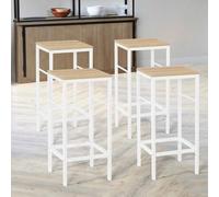 Lot de 4 tabourets de bar detroit design industriel bois et métal blanc