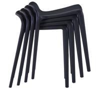 Lot de 4 Tabourets de bar empilables - UU - noir plastique t70