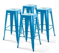 Lot de 4 tabourets de bar en acier bleu brillant Indus - Oviala