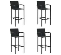 vidaXL Tabouret de bar 4 pcs. noir poly rotin