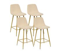 Lot de 4 tabourets de bar en velours côtelé coloris Beige