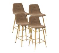 Lot de 4 tabourets de bar en velours côtelé coloris taupe