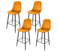 Lot de 4 Tabourets de bar en velours vintage Inoui - Jaune moutarde