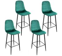 Lot de 4 Tabourets de bar en velours vintage Inoui - Vert émeraude