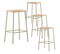 Lot de 4 tabourets de bar H65cm en bois naturel pied en métal beige - BAHIA