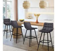 Lot De 4 Tabourets De Bar Mady En Velours Gris Foncé