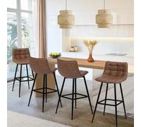 Lot de 4 tabourets de bar MADY marron vintage
