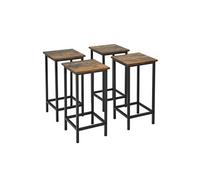 Lot de 4 Tabourets de Bar Marron Haut 62 CM Avec Repose-Pieds Chaises De Bar Style Moderne,Tabouret pour Cuisine,Café,Bistro