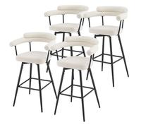 ML-Design Lot de 4 Tabourets de Bar Pivotants, Beige en Tissu Teddy, Hauteur 76 cm
