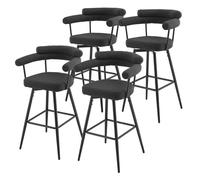 ML-Design Lot de 4 Tabourets de Bar Pivotants, Gris Foncé en Tissu Teddy, Hauteur 76 cm