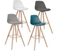 Lot De 4 Tabourets De Bar Sara Gris Foncé Gris Clair Blanc Et Bleu Canard