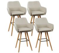 Lot de 4 Tabourets de Bar scandinave - VIVOLILV - Lin - 45x55x104 cm - Beige - Chaises avec Repose-Pieds et accoudoirs