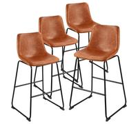 Lot de 4 tabourets de bar, tabourets de comptoir de 65 cm, tabourets de bar modernes en similicuir avec dossier, pieds en métal, tabourets de bar sans accoudoirs faciles à monter, tabourets de bar pou