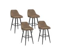 IDMARKET Lot de 4 tabourets de bar THALYA en velours cotelé taupe avec demi-accoudoirs