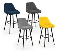 IDMarket – Lot de 4 tabourets de bar THALYA en velours multicolore avec demi-accoudoirs
