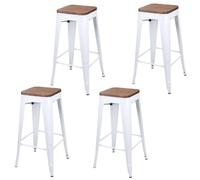 Lot de 4 Tabourets de bar vintage Liv - Blanc