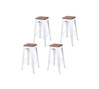 Lot de 4 Tabourets de bar vintage Liv - Blanc