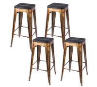 Lot de 4 Tabourets de bar vintage Liv - Doré et noir