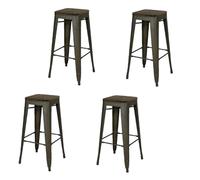 Lot de 4 Tabourets de bar vintage Liv - Gris industriel