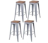 Lot de 4 Tabourets de bar vintage Liv - Gris mat
