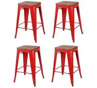 Lot de 4 Tabourets de bar vintage Liv - Rouge