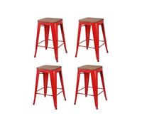 Lot de 4 Tabourets de bar vintage Liv - Rouge
