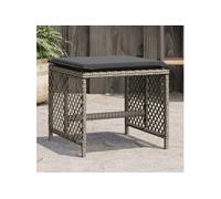 vidaXL Tabouret de jardin avec coussins 4 pcs. Gris 41x41x36 cm Poly rotin