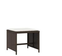 Lot de 4 tabourets de jardin avec coussins - Marron - 40 x 40 x 35 cm - En rotin synthétique - Résistant aux intempéries - Empilables - Pliables - Balcon terrasse - Salon d'extérieur - Tabouret