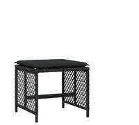 Lot de 4 tabourets de jardin avec coussins, noir, 41 x 41 x 36 cm, en rotin synthétique, rembourré, résistant aux intempéries, empilable, comme siège, pouf, table d'appoint, pour balcon, terrasse