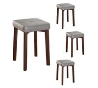 Lot de 4 tabourets de salle à manger empilables en bois, chaises d'école portables et dos nu avec dessus carré, tabourets de bar empilables