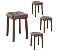 Lot de 4 tabourets de salle à manger empilables en bois, chaises d'école portables et dos nu avec dessus carré, tabourets de bar empilables