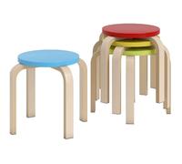 Lot de 4 tabourets empilables 36/36/30 cm multicolore en bois avec patins feutre