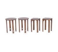 Lot de 4 tabourets empilables en bois avec roues, tabourets ronds en bois pour salle à manger