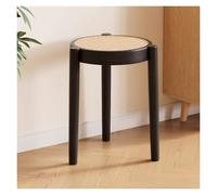 Lot de 4 tabourets empilables en bois, chaises en rotin portables avec dessus rond pour îlots de cuisine et salles à manger