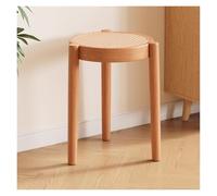 Lot de 4 tabourets empilables en bois, chaises en rotin portables avec dessus rond pour îlots de cuisine et salles à manger