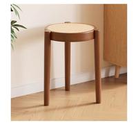 Lot de 4 tabourets empilables en bois, chaises en rotin portables avec dessus rond pour îlots de cuisine et salles à manger