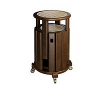 Lot de 4 tabourets empilables en bois de rotin avec dessus tissé à la main avec roulettes, tables d'appoint gigognes pour cuisine et salon, pas de montage nécessaire