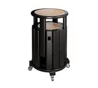 Lot de 4 tabourets empilables en bois de rotin avec dessus tissé à la main avec roulettes, tables d'appoint gigognes pour cuisine, salon, bar, pas de montage nécessaire