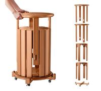 Lot de 4 tabourets empilables en bois massif avec roulettes pivotantes, design peu encombrant, rond, 35 cm, pas de montage nécessaire pour une utilisation facile