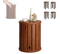 Lot de 4 tabourets empilables en bois massif, peu encombrants, multi-usages, pas d'installation nécessaire, pour salon, chambre à coucher, balcon