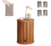Lot de 4 tabourets empilables en bois massif, peu encombrants, multi-usages, pas d'installation nécessaire, pour salon, chambre à coucher, balcon