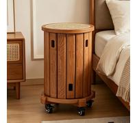 Lot de 4 tabourets empilables en rotin avec roulettes, renfort en métal, table basse multifonctionnelle pour salon et cuisine
