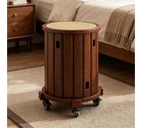 Lot de 4 tabourets empilables en rotin avec roulettes, renfort en métal, table basse multifonctionnelle pour salon et cuisine