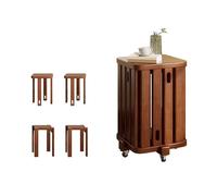 Lot de 4 tabourets empilables multifonctionnels en bois pour salon, bureau et salle de classe, meubles gigognes portables avec roulettes