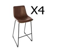 Lot de 4 tabourets en metal coloris marron - Dim : 40.5 x 34.5 x 101.5 cm -