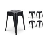 Lot de 4 tabourets en métal noir mat style industriel - Hauteur 46 cm